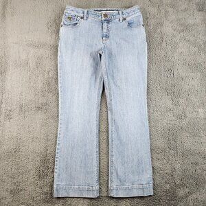 Lands' End Blue Jeans Women's Size 6 Petite Mid Rise Slim Boot Cropped Trouser